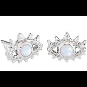 Kendra Scott Gray Agate Eye Stud Earrings